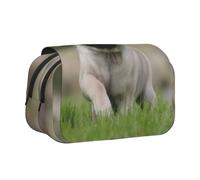 YXDVPALNE Carlin Bokeh Chiots Chiens Pelouse Animaux Carlin Trousse à Crayons Portable à Double Coque avec Fermeture éclair