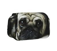 YXDVPALNE Carlin Chiens tristes Chiens Carlin Triste Animaux de Compagnie Carlin Trousse à Crayons Portable à Double Coque avec Fermeture éclair