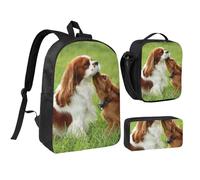 YXDVPALNE Cavalier King Charles Spaniel,Ensemble de 3 sacs à dos, sac à lunch et trousse pour étudiant