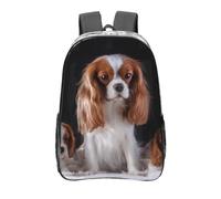 YXDVPALNE Cavalier King Charles Spaniel mère avec ses petits,16 pouces Sac à dos décontracté Sac à dos transparent Sac d'école résistant à l'eau