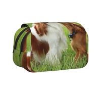 YXDVPALNE Cavalier King Charles Spaniel Trousse à Crayons Portable à Double Coque avec Fermeture éclair