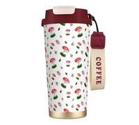 YXDVPALNE Champignons rouges d'automne,Tasse à café isotherme en acier inoxydable 316 avec cordon, 500 ml, idéale pour les voyages en voiture