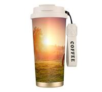 YXDVPALNE Cheval au crépuscule,Tasse à café isotherme en acier inoxydable 316 avec cordon, 500 ml, idéale pour les voyages en voiture