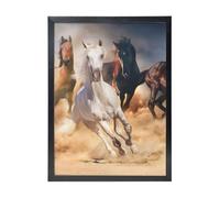 YXDVPALNE Cheval sauvage courant contre une tempête de sable,Impressions d'art mural, cadre noir, peinture décorative à suspendre pour la maison, 30 x 40 cm