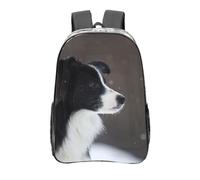 YXDVPALNE Chien Border Collie Tacheté de Neige,16 pouces Sac à dos décontracté Sac à dos transparent Sac d'école résistant à l'eau