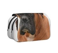 YXDVPALNE Chien Boxer au Visage Triste Trousse à Crayons Portable à Double Coque avec Fermeture éclair