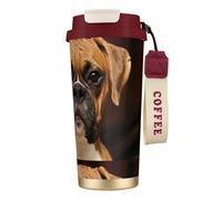YXDVPALNE Chien Boxer,Tasse à café isotherme en acier inoxydable 316 avec cordon, 500 ml, idéale pour les voyages en voiture