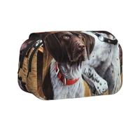 YXDVPALNE Chien d'arrêt Allemand à Poil Court Automne Trousse à Crayons Portable à Double Coque avec Fermeture éclair