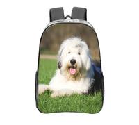 YXDVPALNE Chien de berger anglais ancien,16 pouces Sac à dos décontracté Sac à dos transparent Sac d'école résistant à l'eau