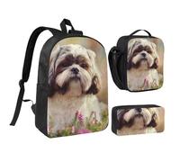 YXDVPALNE Chien Shih Tzu,Ensemble de 3 sacs à dos, sac à lunch et trousse pour étudiant