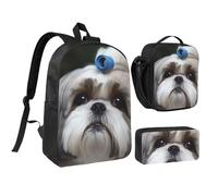 YXDVPALNE Chien Shih Tzu,Ensemble de 3 sacs à dos, sac à lunch et trousse pour étudiant