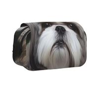 YXDVPALNE Chien Shih Tzu Trousse à Crayons Portable à Double Coque avec Fermeture éclair