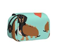 YXDVPALNE Chien Teckel Saucisse Trousse à Crayons Portable à Double Coque avec Fermeture éclair