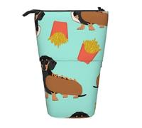 YXDVPALNE Chien Teckel Saucisse,Trousse à Crayons télescopique, Porte-Crayons avec Pochette à Crayons zippée