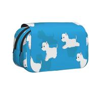 YXDVPALNE Chiens Westie Qui courent Trousse à Crayons Portable à Double Coque avec Fermeture éclair