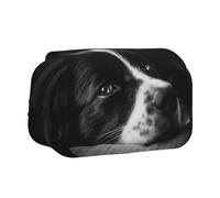 YXDVPALNE Chiot Border Collie Trousse à Crayons Portable à Double Coque avec Fermeture éclair
