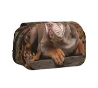 YXDVPALNE Chiot Bouledogue américain Trousse à Crayons Portable à Double Coque avec Fermeture éclair