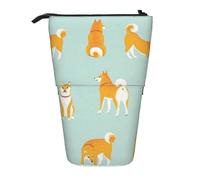 YXDVPALNE Chiot Shiba Inu Mignon,Trousse à Crayons télescopique, Porte-Crayons avec Pochette à Crayons zippée