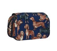 YXDVPALNE Chiot Teckel Trousse à Crayons Portable à Double Coque avec Fermeture éclair