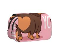 YXDVPALNE Chiot Teckel Trousse à Crayons Portable à Double Coque avec Fermeture éclair