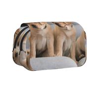 YXDVPALNE Chiots Golden Retriever Chiens Labrador Chiens Trousse à Crayons Portable à Double Coque avec Fermeture éclair