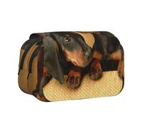 YXDVPALNE Chiots teckels Animaux de Compagnie Chiens Petit Teckel Trousse à Crayons Portable à Double Coque avec Fermeture éclair