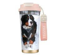 YXDVPALNE Chute de neige chez le bouvier bernois,Tasse à café isotherme en acier inoxydable 316 avec cordon, 500 ml, idéale pour les voyages en voiture