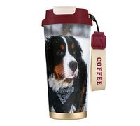 YXDVPALNE Chute de neige chez le bouvier bernois,Tasse à café isotherme en acier inoxydable 316 avec cordon, 500 ml, idéale pour les voyages en voiture