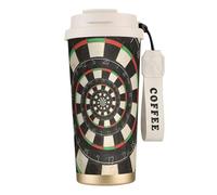 YXDVPALNE Cible de fléchettes en spirale Droste,Tasse à café isotherme en acier inoxydable 316 avec cordon, 500 ml, idéale pour les voyages en voiture