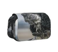 YXDVPALNE Cocker Spaniel Anglais à Grandes Oreilles bouclées, Noir Trousse à Crayons Portable à Double Coque avec Fermeture éclair
