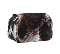 YXDVPALNE Cocker Spaniel Anglais, Chiens bouclés Blancs brunâtres Trousse à Crayons Portable à Double Coque avec Fermeture éclair