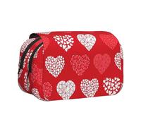 YXDVPALNE Coeurs Rouges et Blancs et Amour Trousse à Crayons Portable à Double Coque avec Fermeture éclair