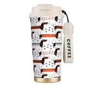 YXDVPALNE Comédie musicale « Dachshund Dogs In Form »,Tasse à café isotherme en acier inoxydable 316 avec cordon, 500 ml, idéale pour les voyages en voiture