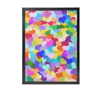 YXDVPALNE Confettis en forme de cœur arc-en-ciel,Impressions d'art mural, cadre noir, peinture décorative à suspendre pour la maison, 30 x 40 cm