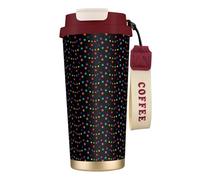 YXDVPALNE Confettis et étoiles,Tasse à café isotherme en acier inoxydable 316 avec cordon, 500 ml, idéale pour les voyages en voiture