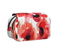 YXDVPALNE Coquelicots à l'aquarelle Trousse à Crayons Portable à Double Coque avec Fermeture éclair