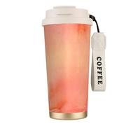 YXDVPALNE Corail Aquarelle Nuances Rose Orange,Tasse à café isotherme en acier inoxydable 316 avec cordon, 500 ml, idéale pour les voyages en voiture
