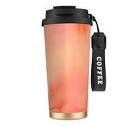 YXDVPALNE Corail Aquarelle Nuances Rose Orange,Tasse à café isotherme en acier inoxydable 316 avec cordon, 500 ml, idéale pour les voyages en voiture