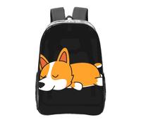 YXDVPALNE Corgi mignon qui dort,16 pouces Sac à dos décontracté Sac à dos transparent Sac d'école résistant à l'eau