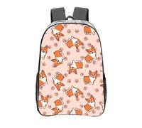 YXDVPALNE Corgis de dessins animés,16 pouces Sac à dos décontracté Sac à dos transparent Sac d'école résistant à l'eau