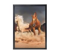 YXDVPALNE Course de chevaux,Impressions d'art mural, cadre noir, peinture décorative à suspendre pour la maison, 30 x 40 cm