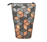 YXDVPALNE Cubes de béton et de cuivre,Trousse à Crayons télescopique, Porte-Crayons avec Pochette à Crayons zippée