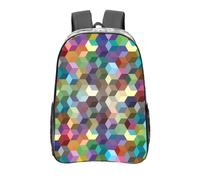 YXDVPALNE Cubes de couleurs abstraits imprimés violets,16 pouces Sac à dos décontracté Sac à dos transparent Sac d'école résistant à l'eau
