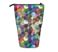 YXDVPALNE Cubes de Couleurs Abstraits imprimés Violets,Trousse à Crayons télescopique, Porte-Crayons avec Pochette à Crayons zippée