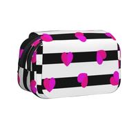 YXDVPALNE Cœur Rose sur Ligne Noire Trousse à Crayons Portable à Double Coque avec Fermeture éclair