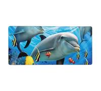 YXDVPALNE Dauphin sous-Marin,Tapis de Souris Grand Format pour Ordinateur, avec Base antidérapante en Caoutchouc, 40 x 90 cm