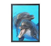 YXDVPALNE Dauphins au visage souriant imprimés,Impressions d'art mural, cadre noir, peinture décorative à suspendre pour la maison, 30 x 40 cm