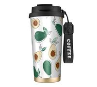 YXDVPALNE Dessin simple d'un fruit d'avocat,Tasse à café isotherme en acier inoxydable 316 avec cordon, 500 ml, idéale pour les voyages en voiture