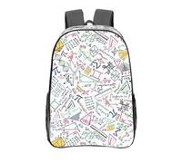 YXDVPALNE Dessins mathématiques colorés sur grille,16 pouces Sac à dos décontracté Sac à dos transparent Sac d'école résistant à l'eau