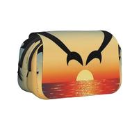 YXDVPALNE Deux Dauphins sautant en Forme de cœur Trousse à Crayons Portable à Double Coque avec Fermeture éclair